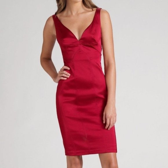 NWT David Meister Red Bodycon Cocktail Dress - Picture 1 of 4